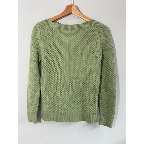L.L. Bean Womens sz Small green knit weave sweater - Picture 7 of 7